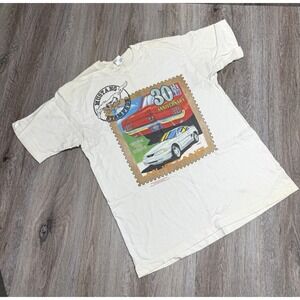 VTG 90s Ford Mustang 30th Anniversary T-shirt L Fruit of Loom Single Stitch Read